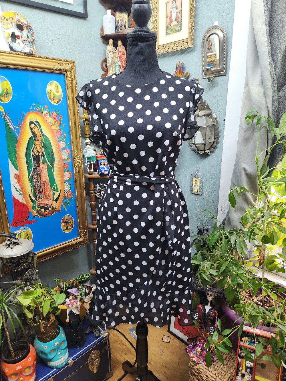 Shelby & Palmer Black and White Polka Dot Midi Dress